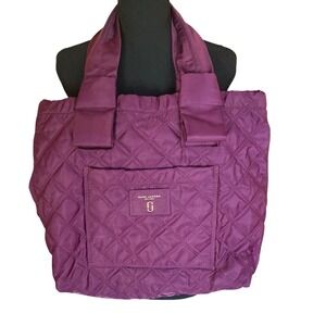 Marc Jacobs Quilted Tote Bag Purple Nylon Shoulder Bag Large Carryall